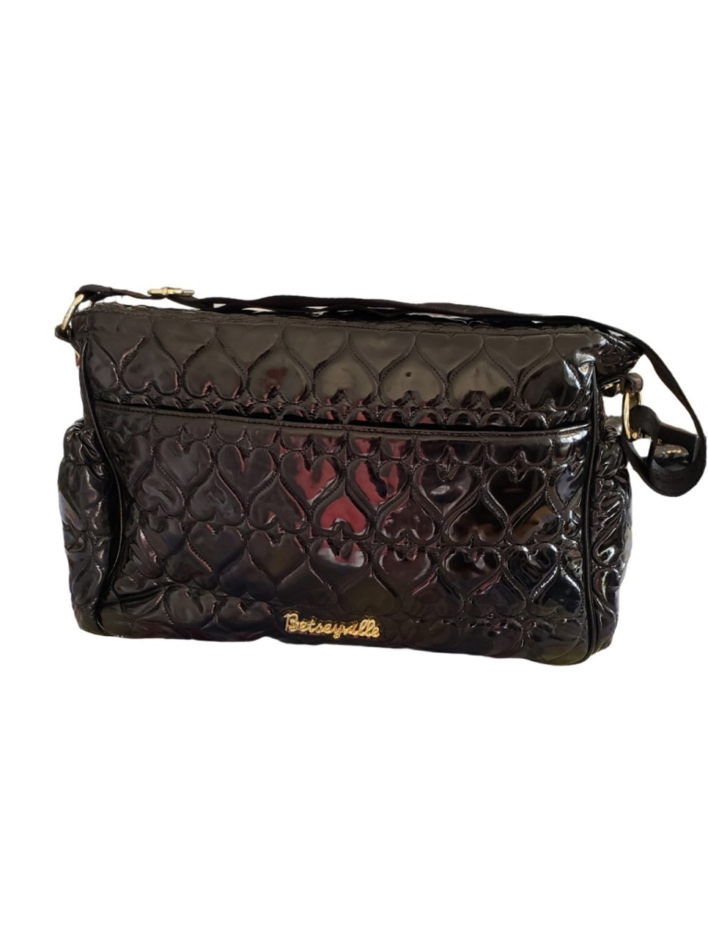 Betseyville Betsey Johnson Heart Quilted Diaper Bag Black - Picture 3 of 12